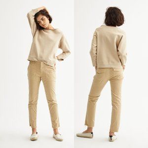 Nili Lotan Jenna Slim Fit Cropped Pants Size 4 Dessert Sand Fray Hem Mid Rise